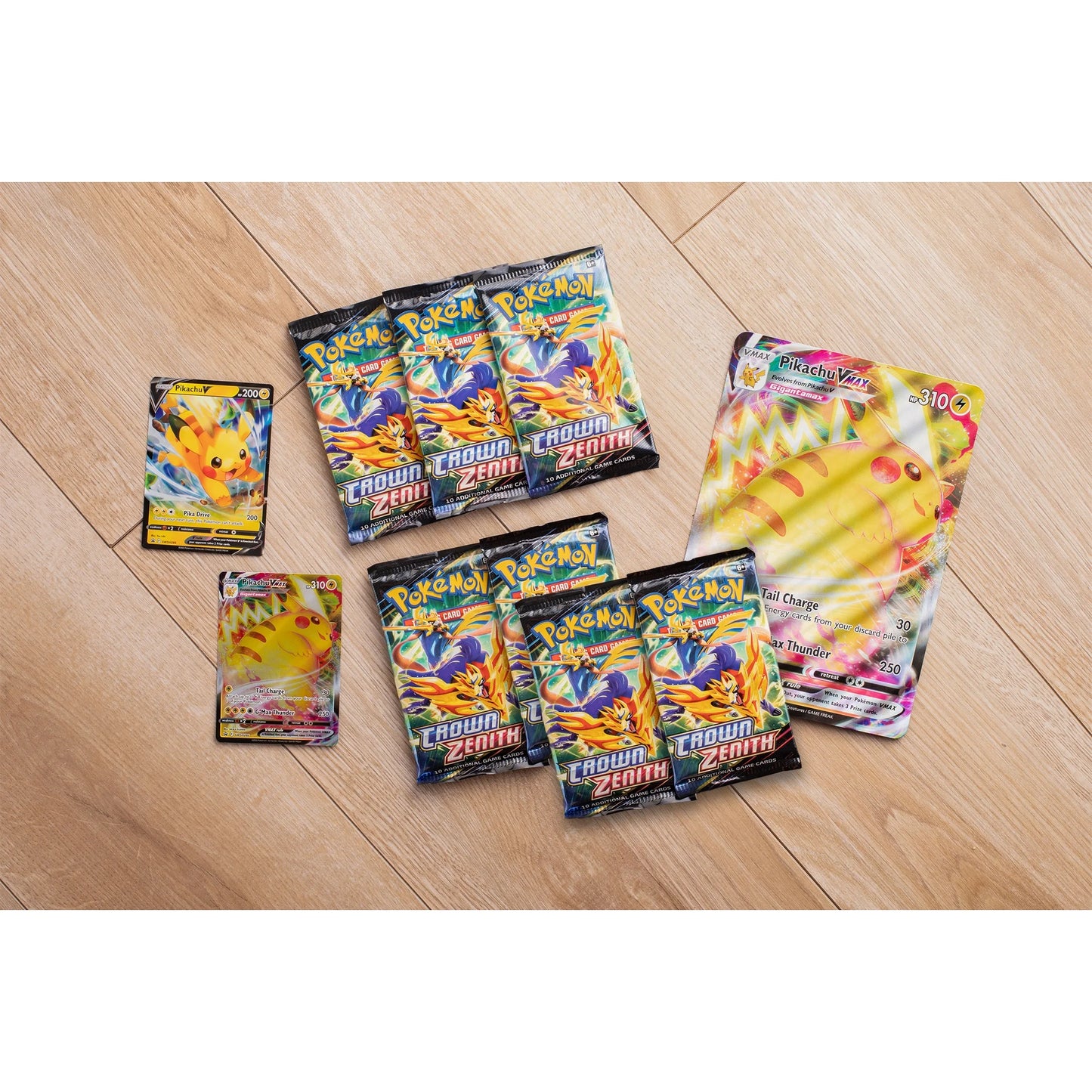 Trading Card Games Crown Zenith Special Collection Pikachu Vmax - 7 Tcg Crown Zenith Booster Packs Included