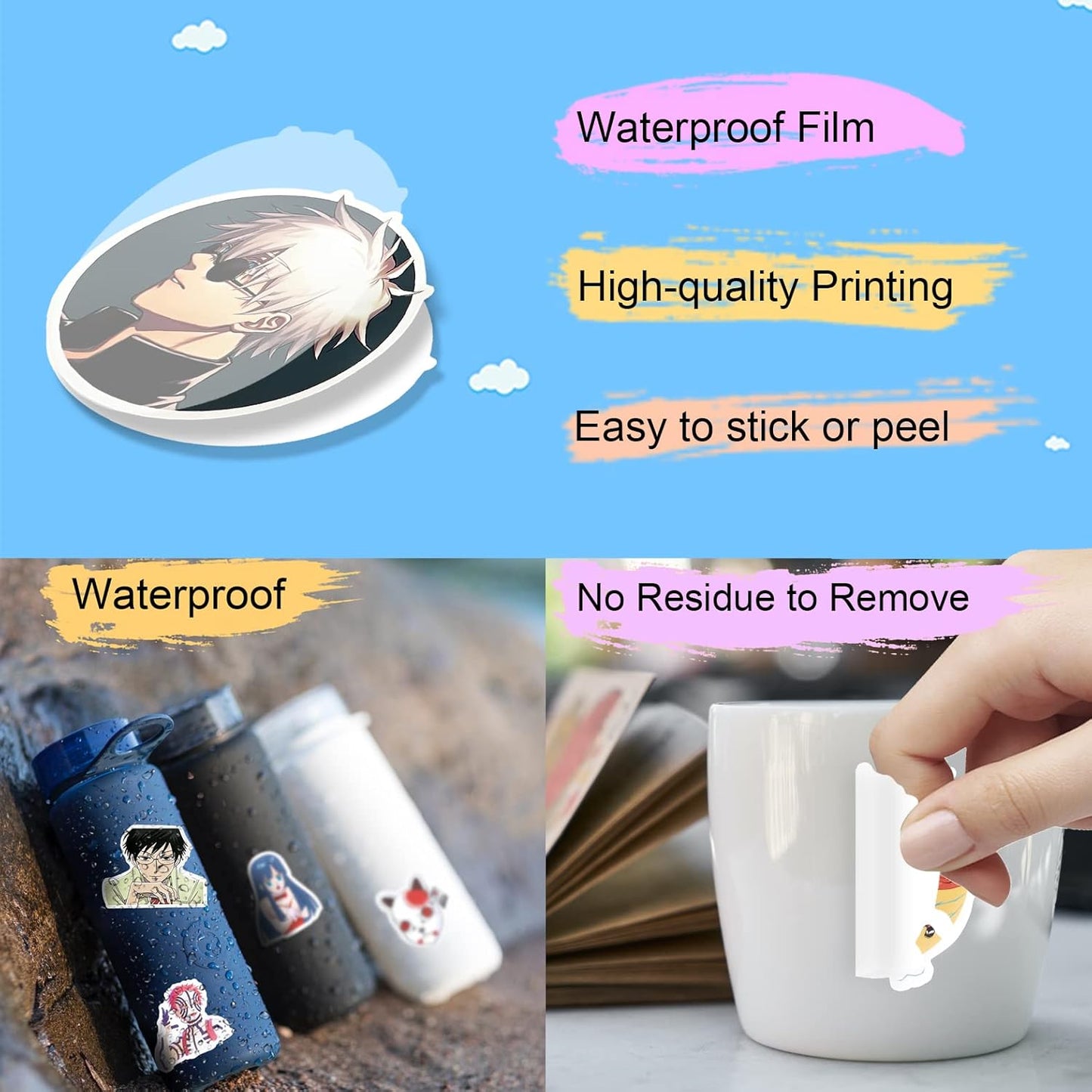 200 Pcs Classic Anime Mixed Stickers Pack, Cute Anime Stickers for Kids Teens Girls Boys, Vinyl Waterproof Manga Stickers for Water Bottle Hydroflask Laptop Skateboard Computer