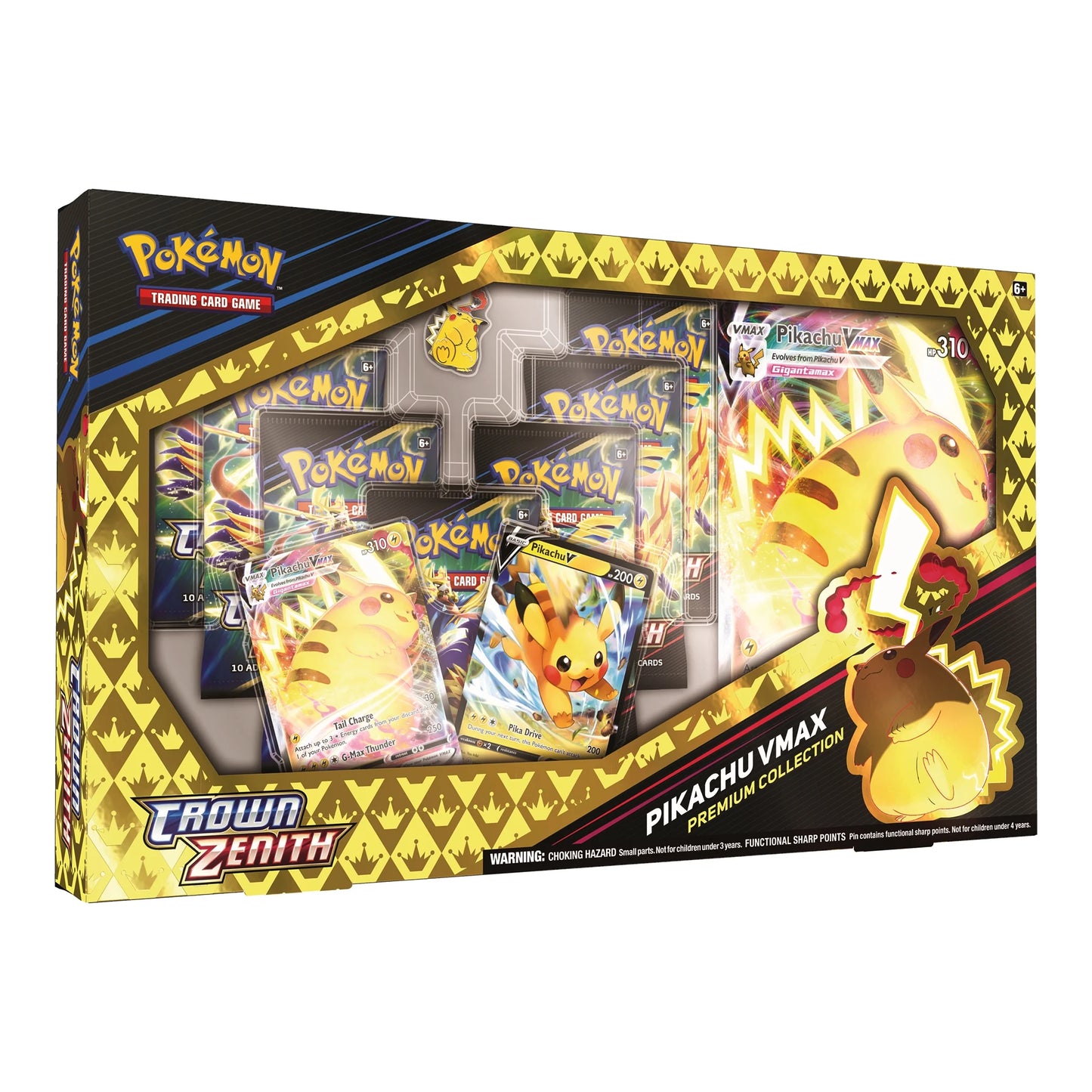 Trading Card Games Crown Zenith Special Collection Pikachu Vmax - 7 Tcg Crown Zenith Booster Packs Included