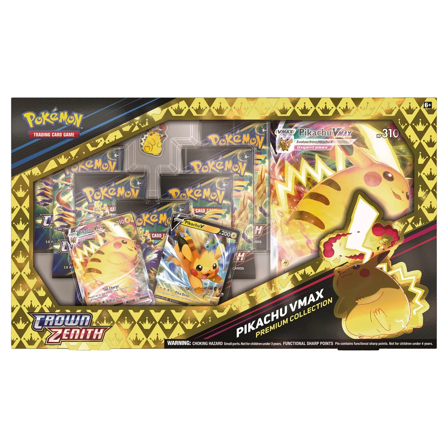 Trading Card Games Crown Zenith Special Collection Pikachu Vmax - 7 Tcg Crown Zenith Booster Packs Included